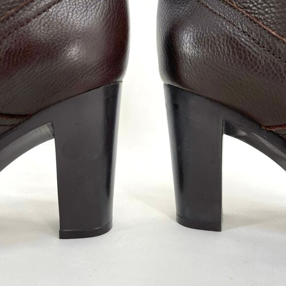 See By Chloe Tall Leather Boots Chocolate Brown Wool Lined High Heeled Size 37.5 - Picture 12 of 15